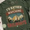 I'd Rather Be Watching Sailboats T-Shirt, Vintage Nautical Boating Ocean Lover Gift, Coastal Lighthouse Graphic Tee