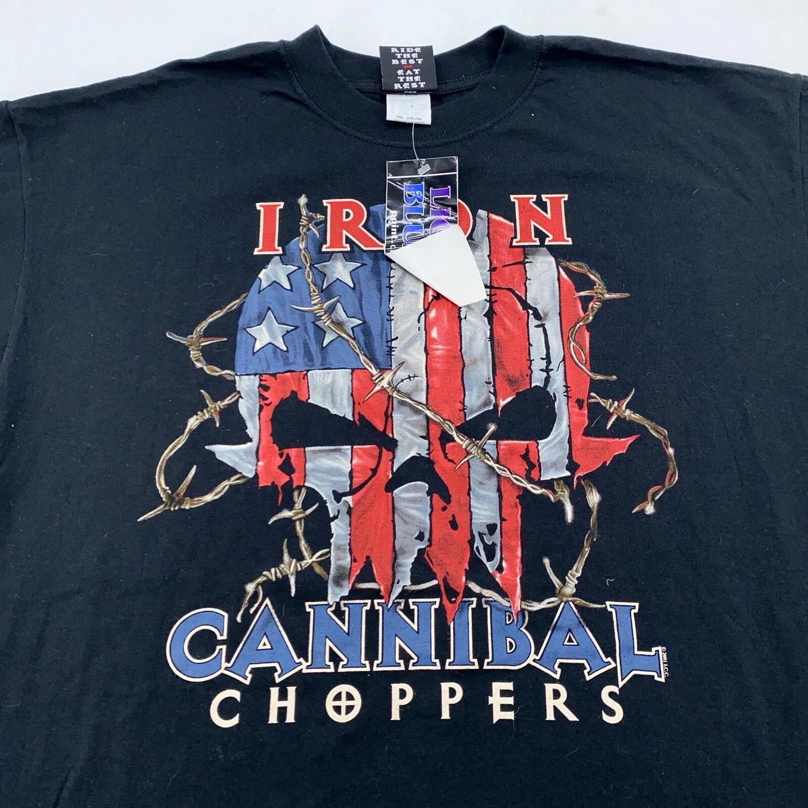 NWT vintage 2001 IRON CANNIBAL CHOPPERS RIDE THE BEST T-Shirt XL skull NOS S