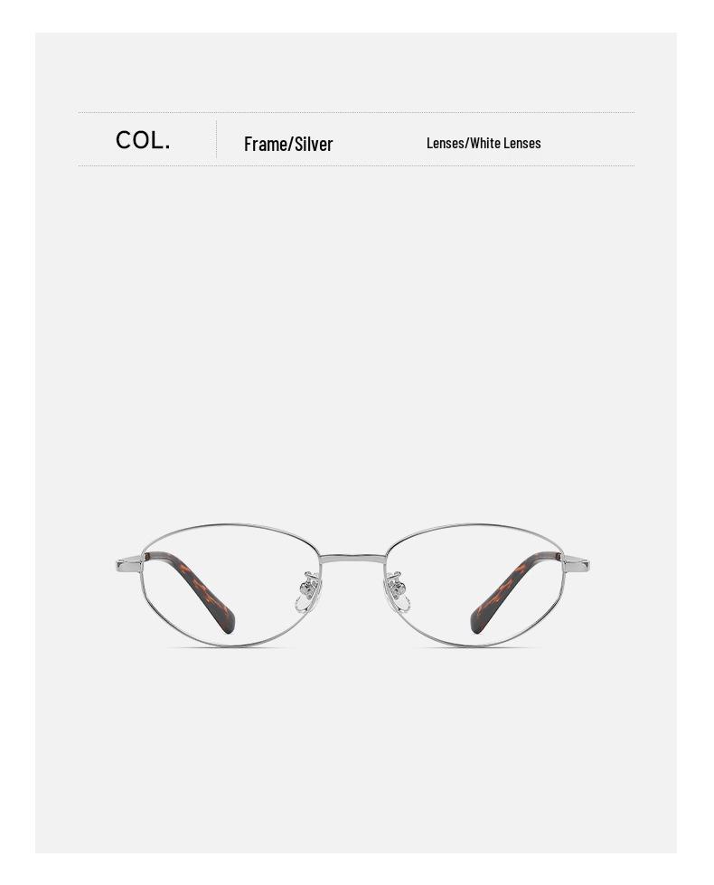 High-Sense Cat-Eye Silver Eyeglass Frames for Myopia 98695