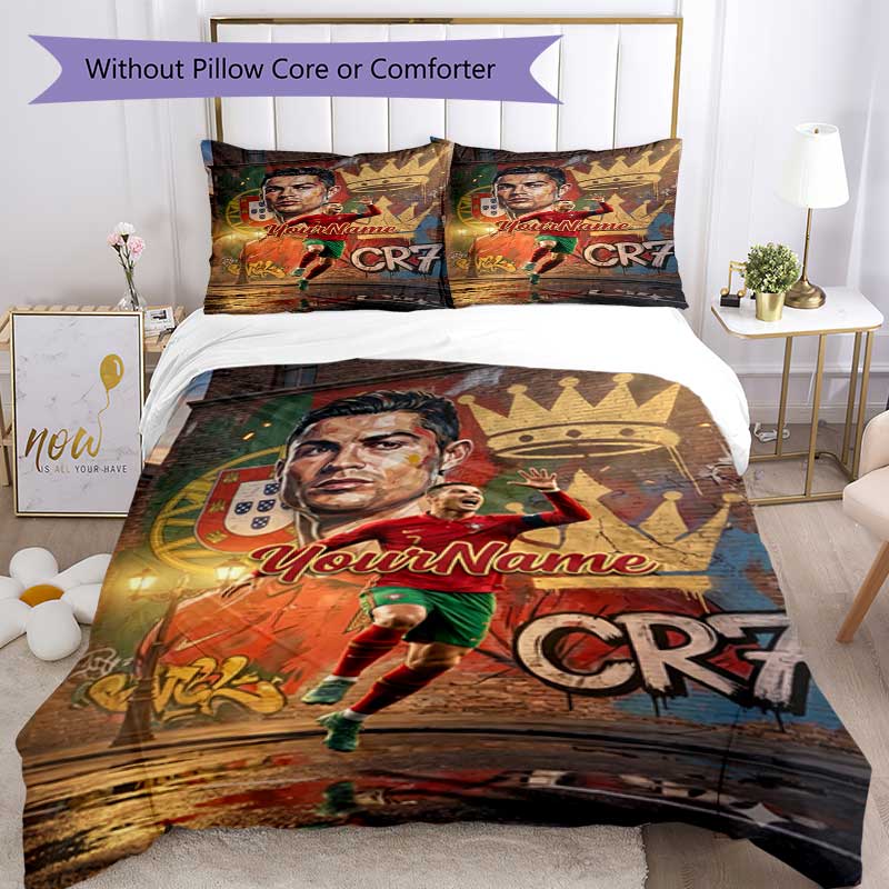 Cristiano Ronaldo Customize Your Name Bedding Set Breathable Duvet Cover with Pillowcases Home Decoration Birthday Gift