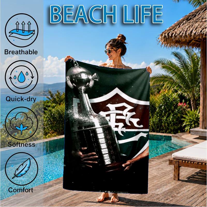 Flumi-nense Football Club  Printed Microfiber Beach Towel, Soft And Absorbent, Quick-Dry, Ideal for Summer Travel, Beach Essential, Swimming Pool