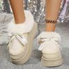 Fashion 2025 Fashion Bow Fluffy Snow Boots Women Thick Sole Faux Fur Winter Boots Woman Non Slip Thick Plush Platform Ankle Botas Mujer