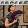 Portable Peacock Feather Folding Fan Exquisite Dance Hand Fans  Wedding Party Decor