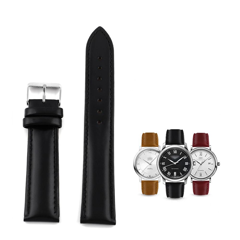 

Leather Watchbands 20mm Soft Watch Strap Men Women Replacement Wrist Belt Bracelet Black Brown Red Quick Release Watch Band 20mm чорний