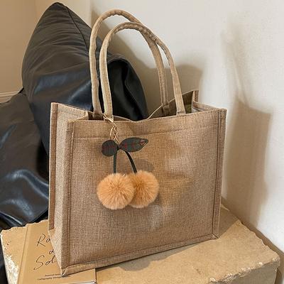 Bolso de lino de gran capacidad para estudiantes de secundaria, bolso de mano de moda para mujeres, bolso de hombro para estudiantes universitarias.
