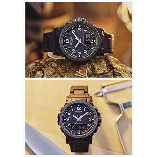 Casio Wristwatch Pro Trek Domestic Genuine Product Climber Line Radio Solar Biomass Plastic Used PRW-51FC-1JF Mens Black