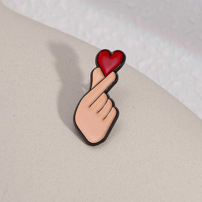 Hand-Herz-Geste Emaille-Pins Benutzerdefinierte Gebärdensprache Anstecknadeln Reversabzeichen Schmuck Geschenk Für Liebhaber
