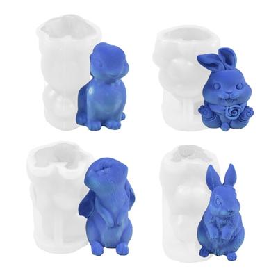 Stampi per candele a forma di coniglio per la produzione di candele, stampo epossidico a forma di animale per la fusione di candele per aromaterapia, stampo per ornamento a forma di coniglio per Capodanno