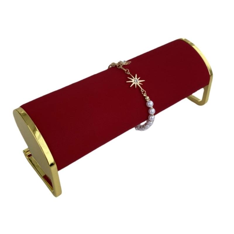 Elegant Bracelet Jewelry Display Stand Delicate Long Plush Jewelry Display for Watches and Bangles with Metal Support