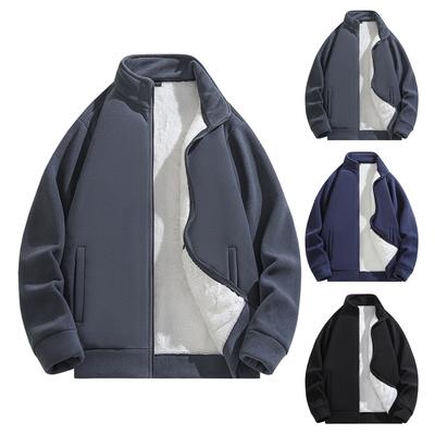 Men's Casual Solid-color Loose Zipper Sweatshirt, Men's And Women's Long-sleeved Thickened Fleece Warm Sweatshirt Jacket