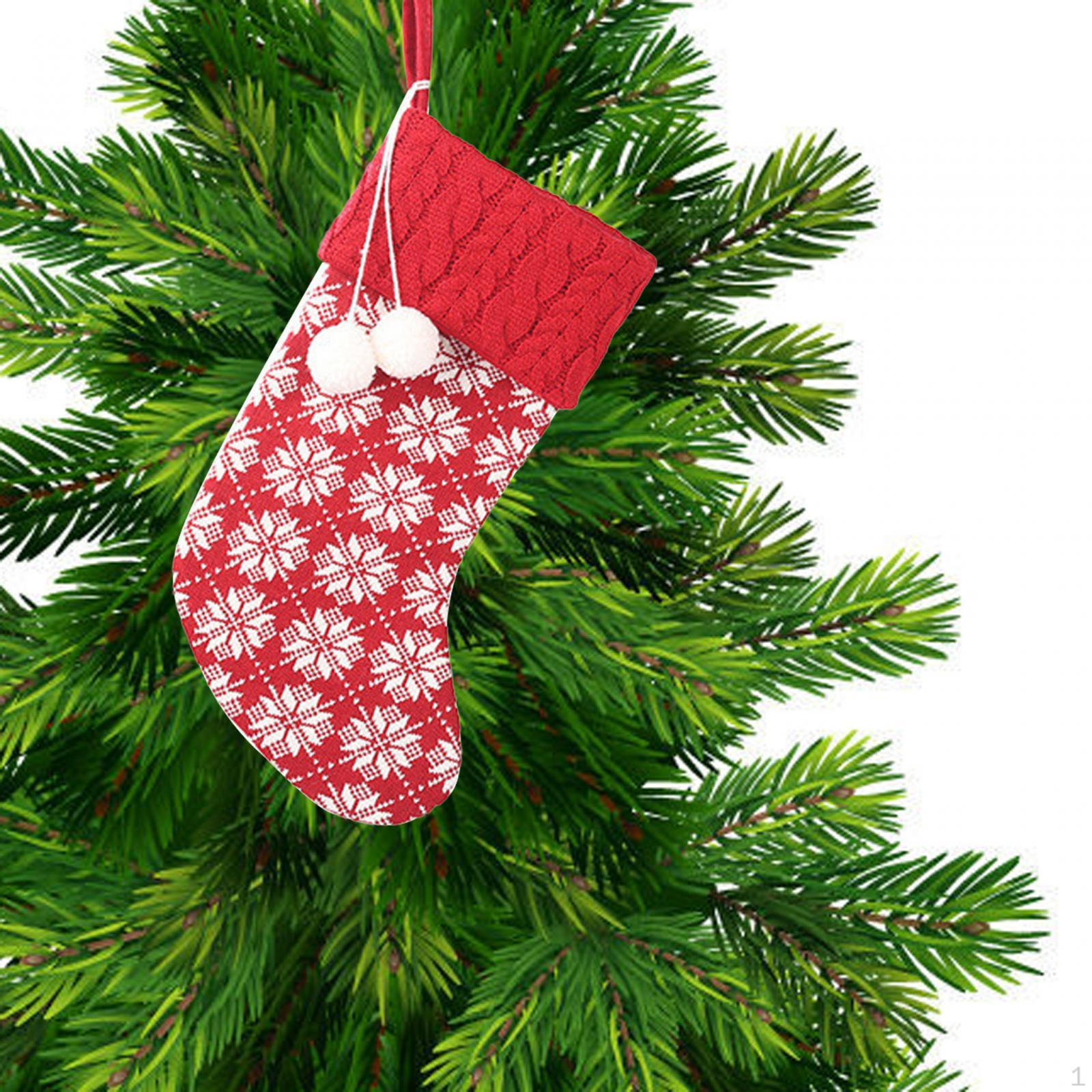 

Christmas Stocking Candy Gift Bag Classic Hanging Decor Fireplace Stockings for Holiday Xmas Snowflake