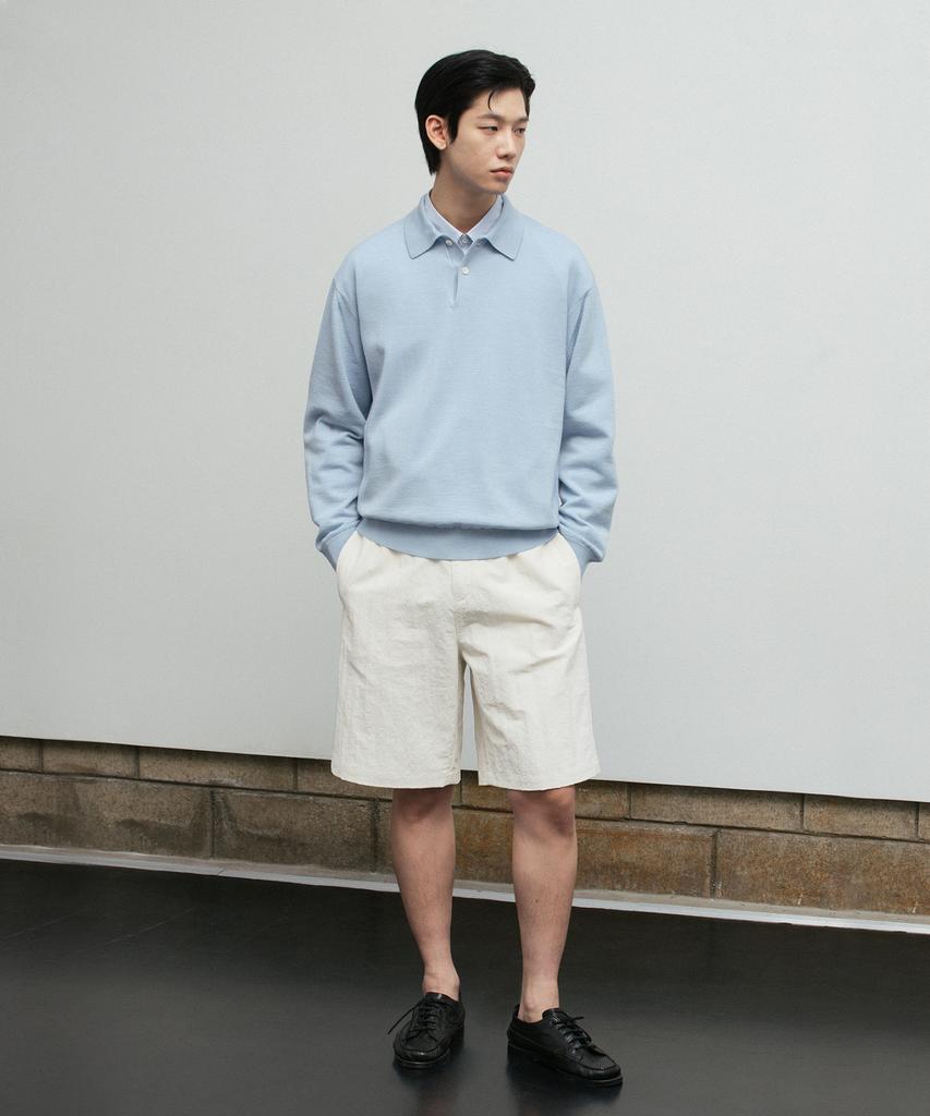 BLANKROOM Polo Knit_Glass Blue