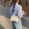 Glossy PU Handbag Women Fashion Mini Shoulder Bag Classic Oval Shape Crossbody Tote Bag