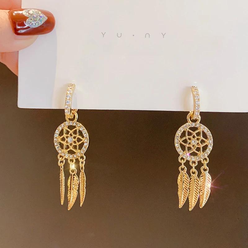 

Boucle D’oreille Femmes Bohemian Earrings Feather Long Drop Dangle Earrings For Women Cubic Zircon Fashion Gift