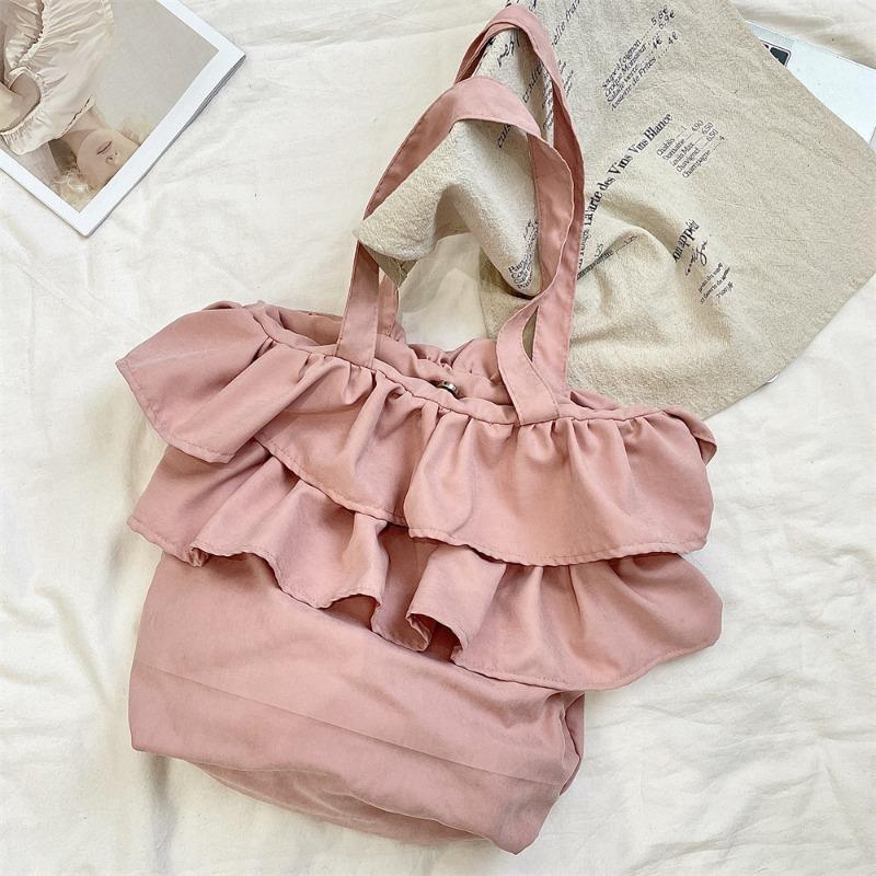 3 Large-capacity Bud Bags, Cute Ruffle Edge Shoulder Bags, Student Class Bags, Going Out Messenger Bags