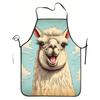 1pc Funny Alpaca Print Apron Suitable for Cooking & Grilling - Durable Polyester Kitchen Apron with Alpaca Face & Alpaca Design, Vibrant Colors, Comfo