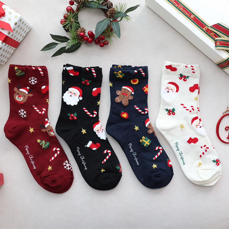 Kiki Pattern Women s Christmas Socks Navy