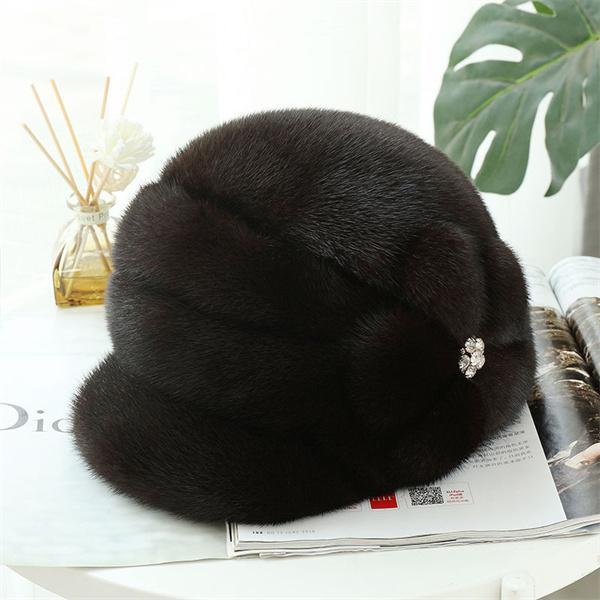 Women's Winter Hat Real Mink Fur Hat Hot Winter Hat Women's Fashion Warm Beret Women's Solid Color Adult Hood