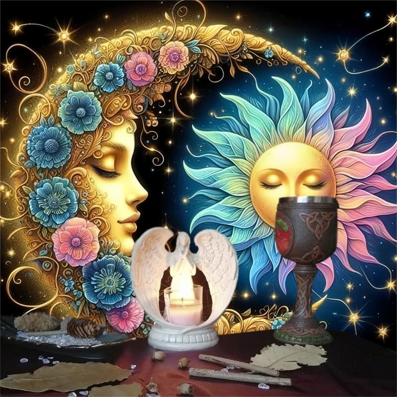 Sun Moon Pattern Astrology Tablecloth Tarots Divinations Tablecloth Altars Cloth Divinations Board Game Accessory