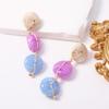 Bohemian Contrast Resin Beaded Handmade Knot Design Earrings Holiday Atmosphere Fashion Women's