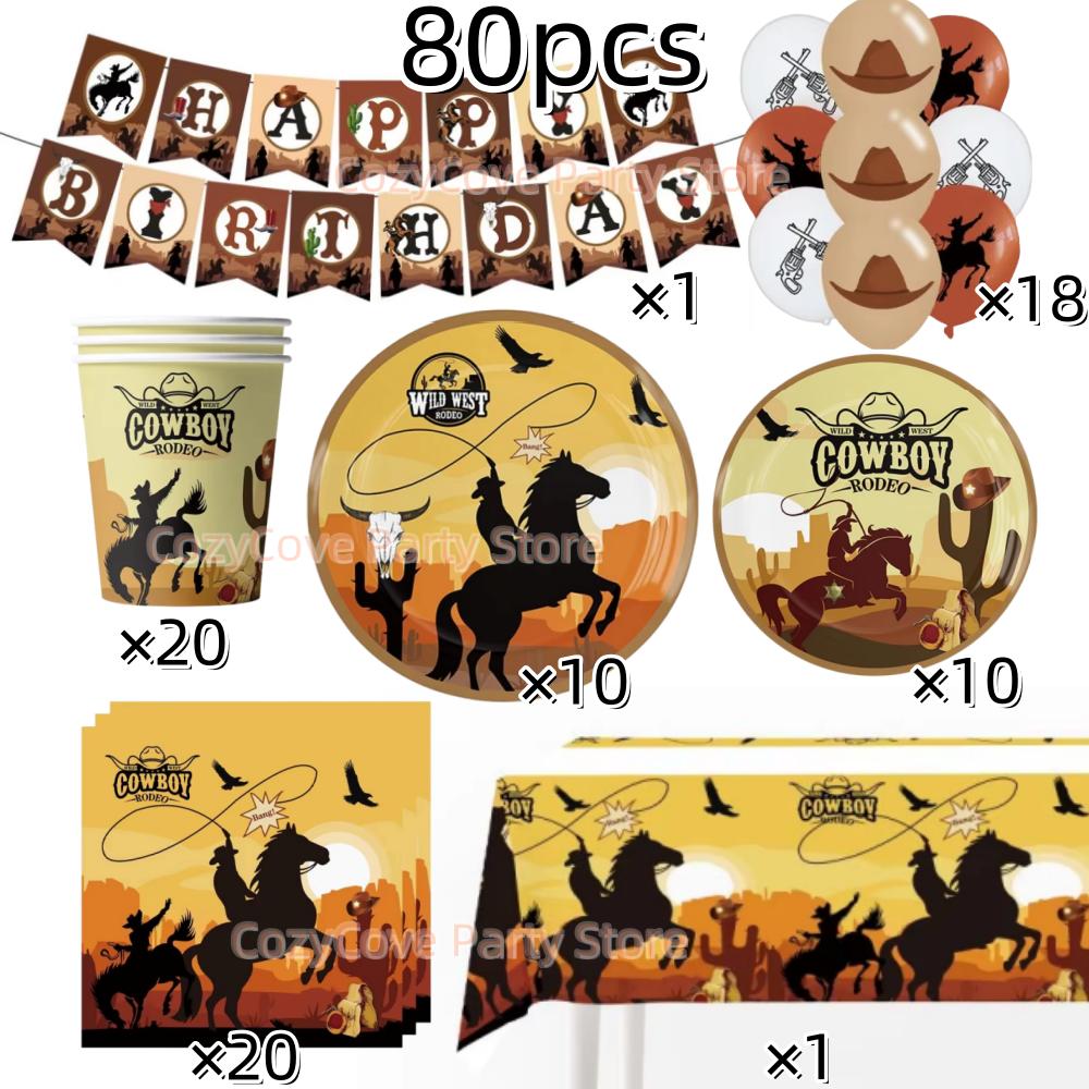 Cowboy Birthday Party Decoration Welcome To Wild West Party Supplies Tableware Balloon Cup Plate For Kids Party Favor Gifts