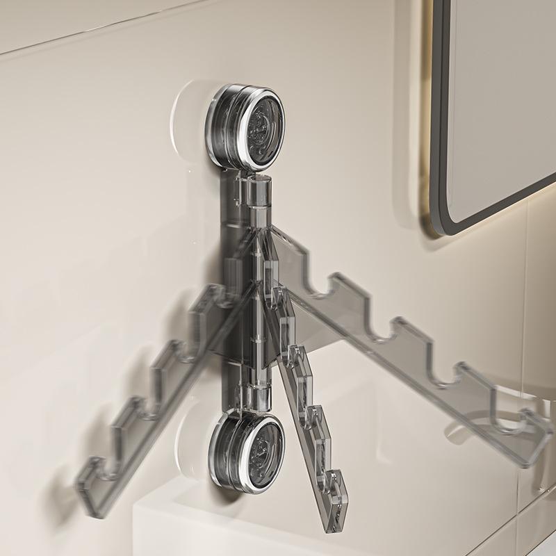 Traceless Wall-Mounted Folding Clothes Drying Rack with Suction Cups - Ideal for Dormitory and Balcony Use