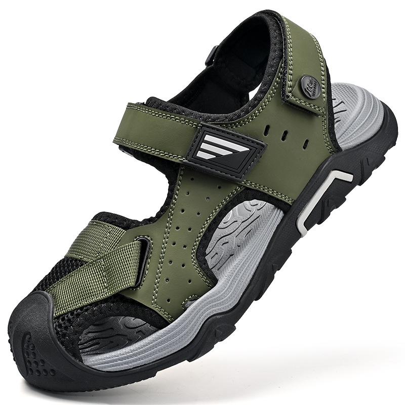 2025 large size sandals 2025 summer men's hollow breathable half-drag sandals casual bag head beach shoes