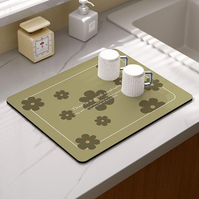 Summer Fruit Flower Kitchen Drainage Mat Retro Style Tableware Drying Mat Absorbent Meal Mat Drainage Tableware Mat Accessories
