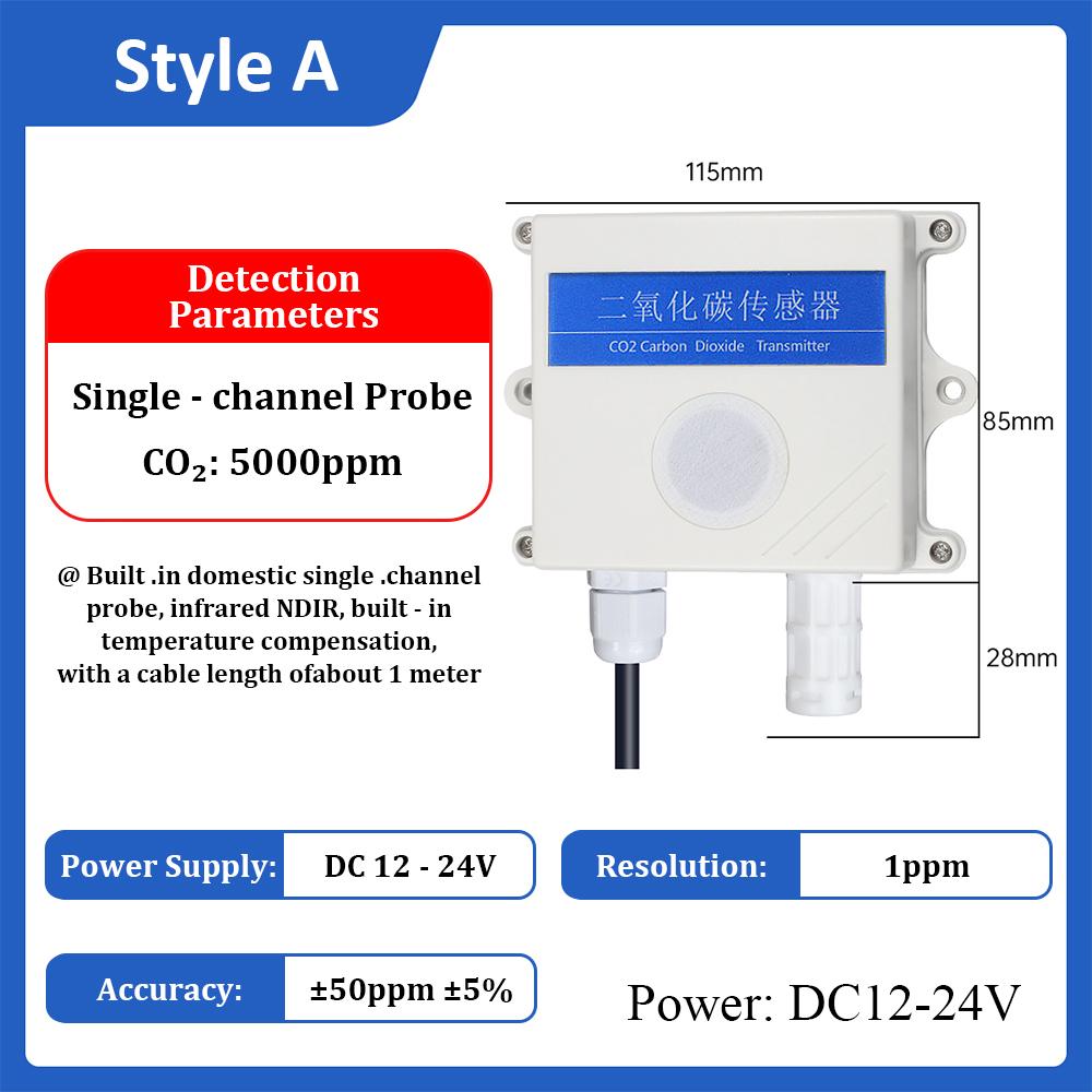 CO1 Sensor RS181 1-11mA 1-1V 1-11V Output High Precision Gas Concentration Detector CO1 Transmitters Sensors Gas Detection