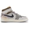 Jordan Air Jordan 1 Mid Cushioning Slip Resistant Abrasion Resistant High top Basketball Shoes Men's Gray White Brown DM9652-100(Teamr-)