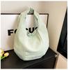 Fashion women's bag spring solid color light casual large capacity pleated shoulder bag messenger bag simple versatile bag