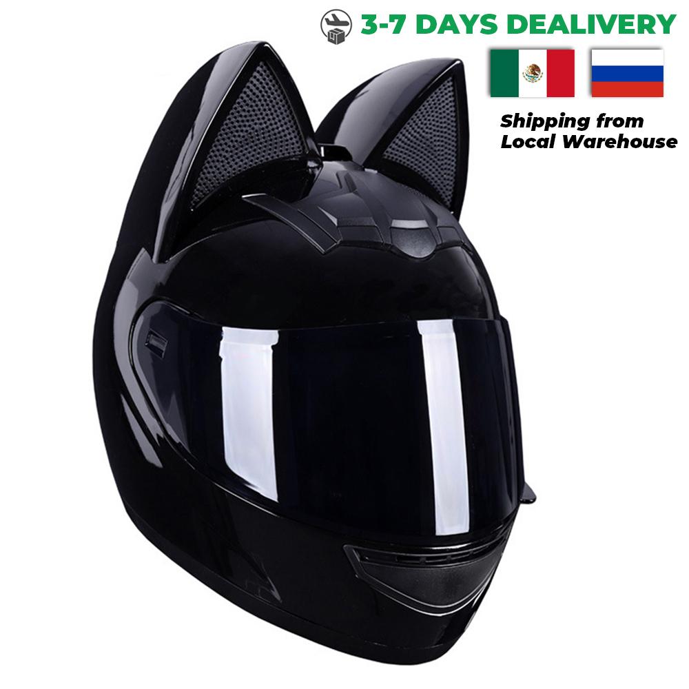 Motorcycle Helmet Moto Cat Ears Streamlined Helmet For Women Men Full Face Breathable Casco Moto Helmets DOT Approved