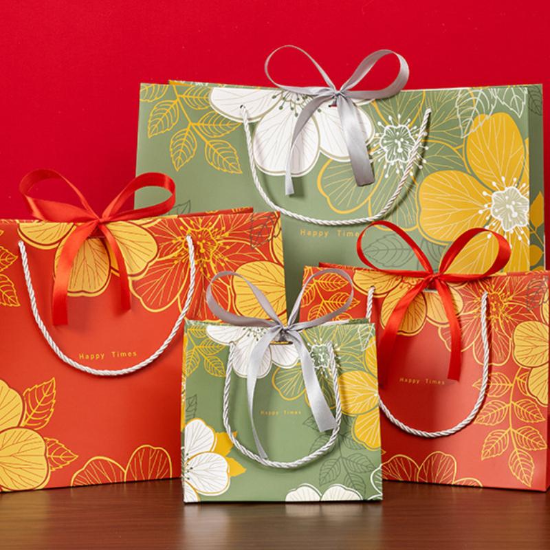 Joyful Packaging Bag, Red, Souvenir Gift Bag, Candy Bag, Candy Packaging Bag, Compatible with Ribbon