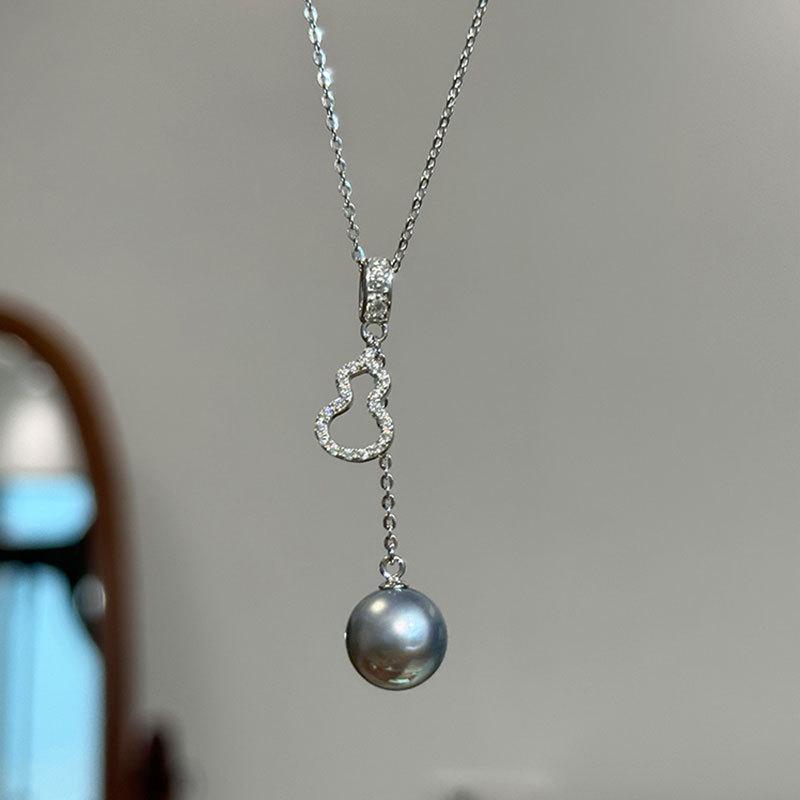 Light Luxury High-End Zircon Gourd Pearl Pendant Necklace Female Elegant Personality Fashion Versatile Neck Chain Sweater Chain