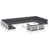 13 Piece Garden Lounge Set with Cushions White Pine Wood
