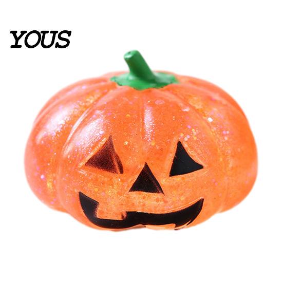 Kürbis Stressball Halloween Entspannungsspielzeug, Gruseliger Kopf Knet-Reliever Klar Glitzer Zuckerball, Partygeschenke Tragbar
