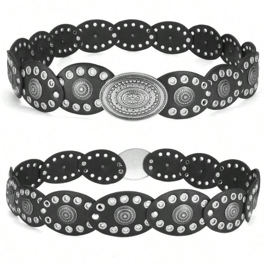 European and American Retro Rivet Round Cake Belt Bohemian Fashion Waist Seal Belt