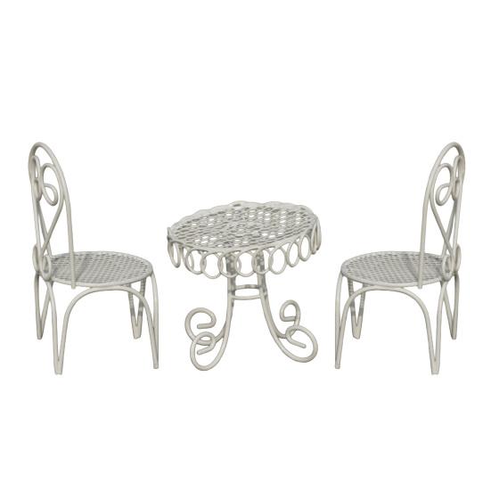 Yousheng Dollhouse Miniature Bistro Table/Chairs/Beach Umbrella Accessories, Metal 1:12 Scale Miniatures, Outdoor Coffee/Tea Furniture, Fairy Garden