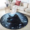 Magical Black Cat Round Area Rug,Carpet Rug for Living Room Bedroom Sofa Playroom Decor,Non-slip Floor Mat