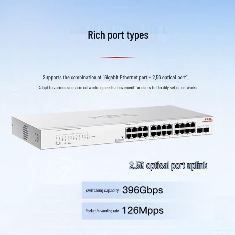 H3C S1650-24FP2NS-EI 2.5G Uplink Lightly Managed PoE Switch