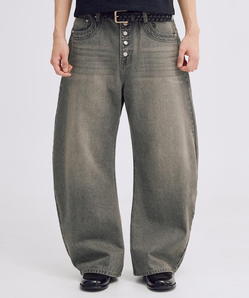 TAKEASY Smoky Button-Fly Denim Pants (Smoky Gray)