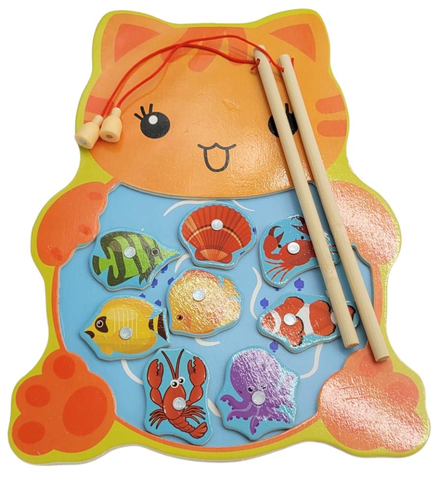 Game Fishing Fish Cat Eco Wood Two Rods Magnetic