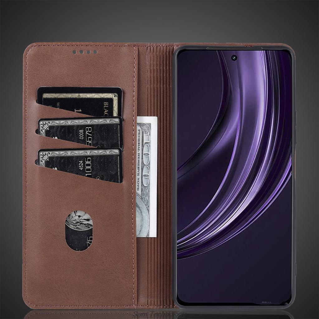 Magnetic Adsorption Leather Fitted Case for OPPO Realme 13 Plus 5G / Realme13+5G RMX5000 RMX5002 Flip Cover Capa Fundas Coque