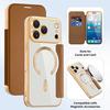 Factory Processing Gold Shield Magnetic Leather Case 17Promax Electroplating Magsafe Flip Card Protective Case