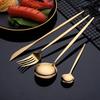 24pcs Gold Dinnerware Set Stainless Steel Tableware Set Knife Fork Spoon Flatware Set Cutlery Set Knife Fork Spoon Tea Spoon