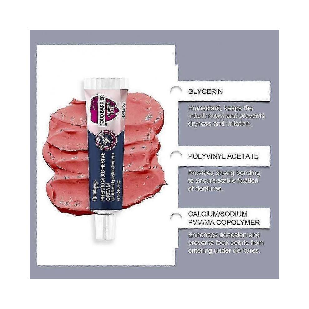 3pcs Secure Waterproof Denture Adhesive,Extra Strong Hold For Upper,Lower or Partials