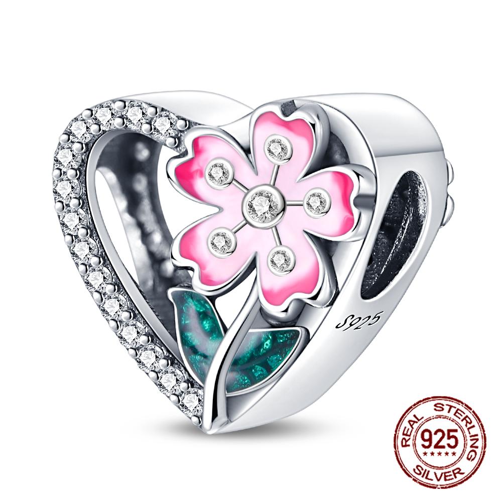 S925 Sterling Silber Rot Farbe Serie Herz Form Charms Perlen Fit Original Armbänder Glück Schmuck Geschenke DiyAccessories