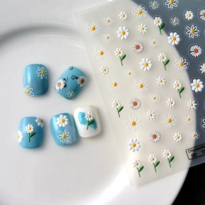 1PCS Embossed Flower Nail Stickers Nail Art Decoration 5D Nail Art Stickers Cartoon Nail Supplies Nail Accessories