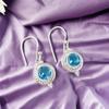 Swiss Blue Topaz Gemstone 925 Sterling Silver Jewelry Handcrafted Earrings 1.43" EE-117-15