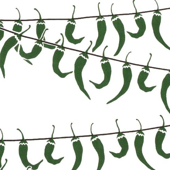 Dyeing Anbo Hand Towel Pepper Authentic Made In 35cm X 100cm "Chili Sunbathing, Green" Dyed, 100% Cotton, Tokuoka, Japan,